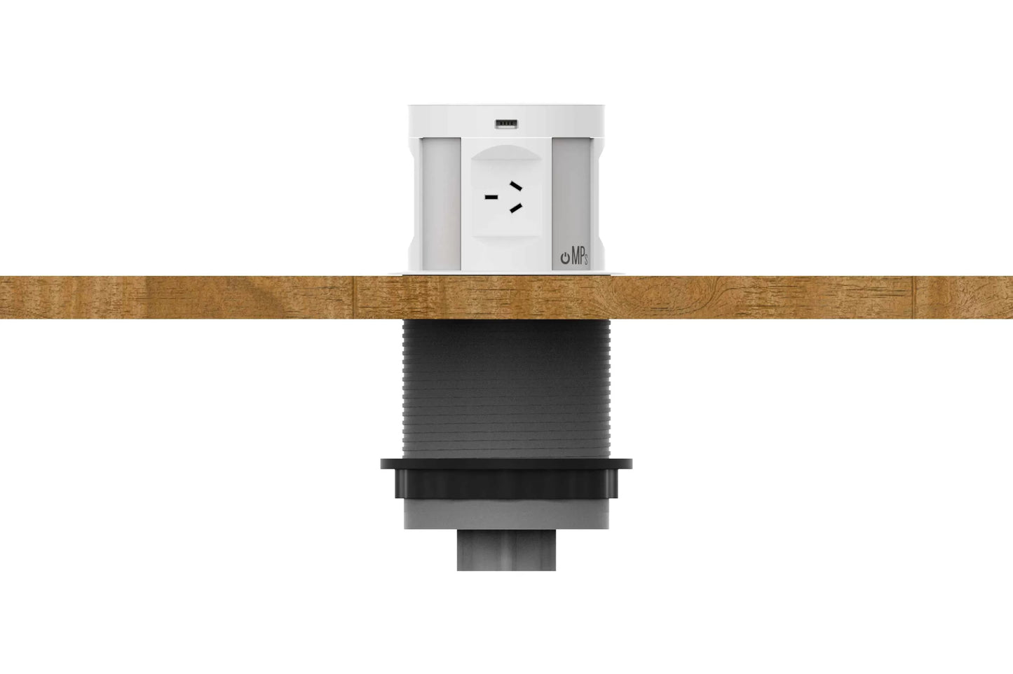 V14W-HNR White HDMI Pop Up Outlet Side View