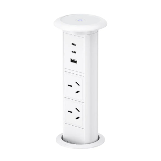 V3LW: White Motorised Pop Up Power Socket