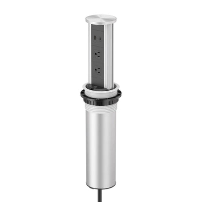 V16S: Silver Pop Up Outlet with Light & 65w USB-C