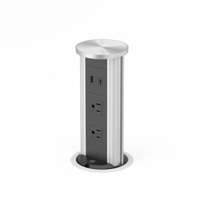 V16S: Silver Pop Up Outlet with Light & 65w USB-C