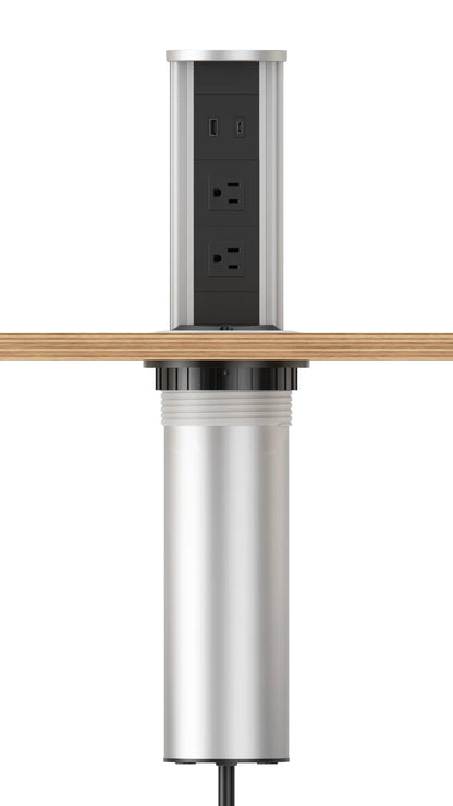 V16S: Silver Pop Up Outlet with Light & 65w USB-C