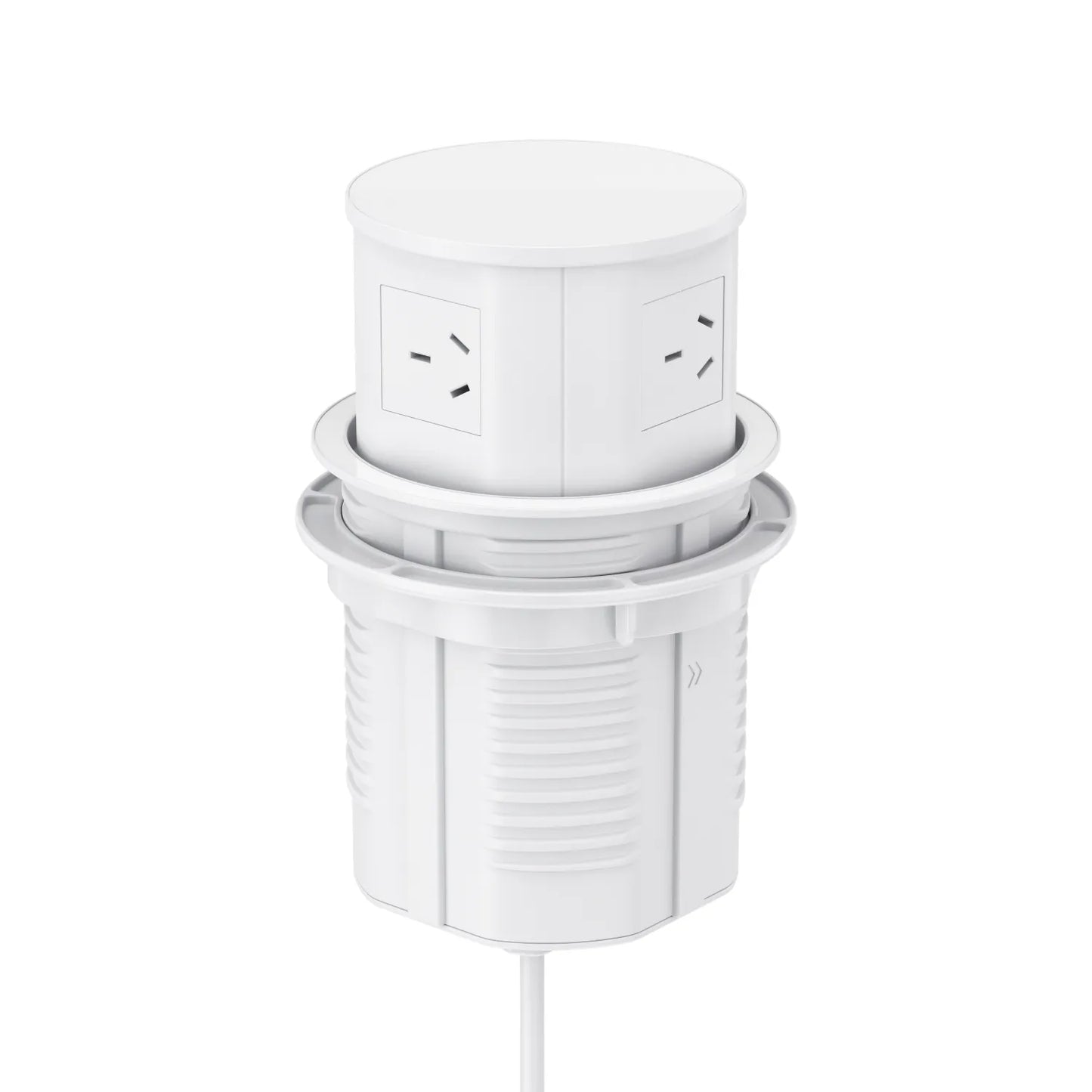 V14JW: White Quad-Sided, Pop Up Power Outlet