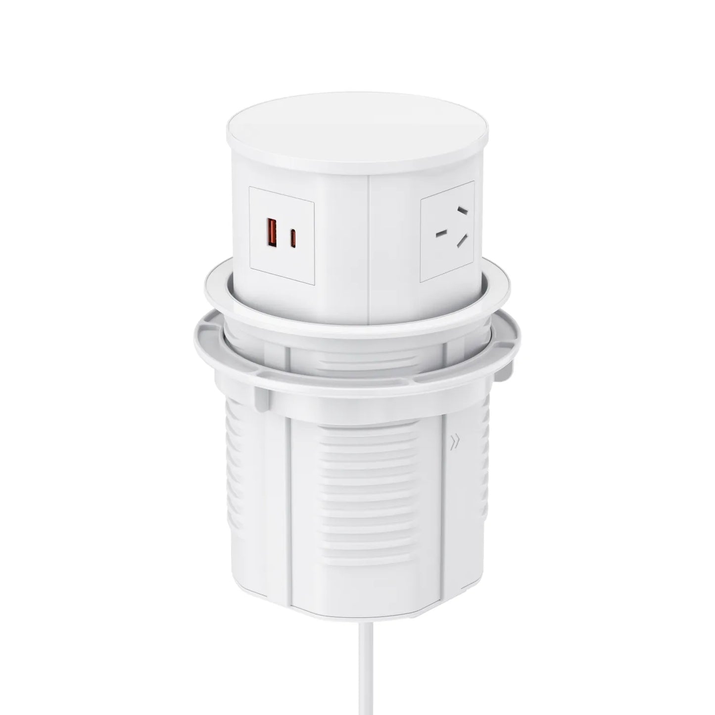 V14JW: White Quad-Sided, Pop Up Power Outlet