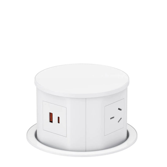 V14JW: White Quad-Sided, Pop Up Power Outlet