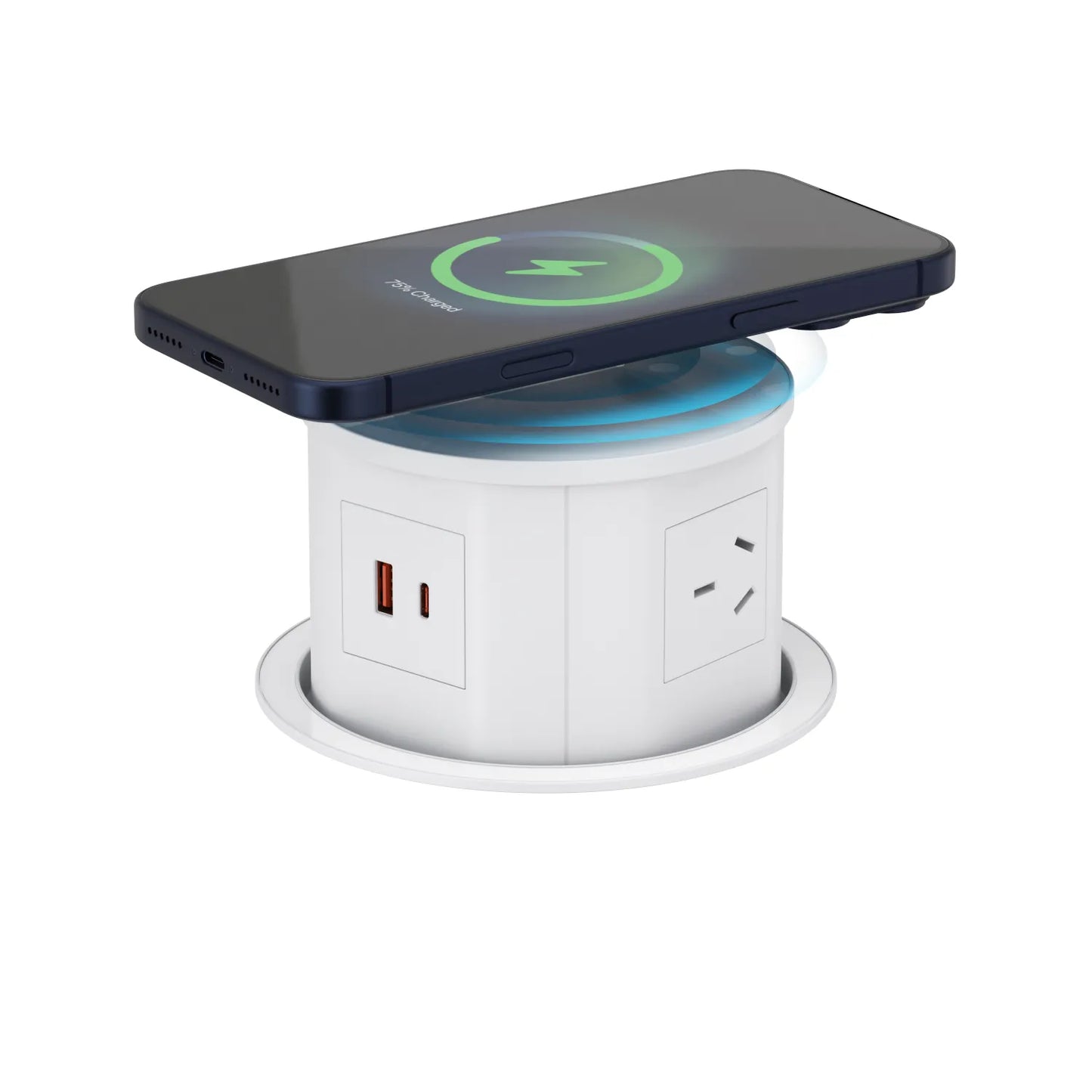 V14JW: White Quad-Sided, Pop Up Power Outlet