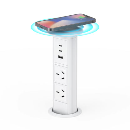V3LW: White Motorised Pop Up Power Socket