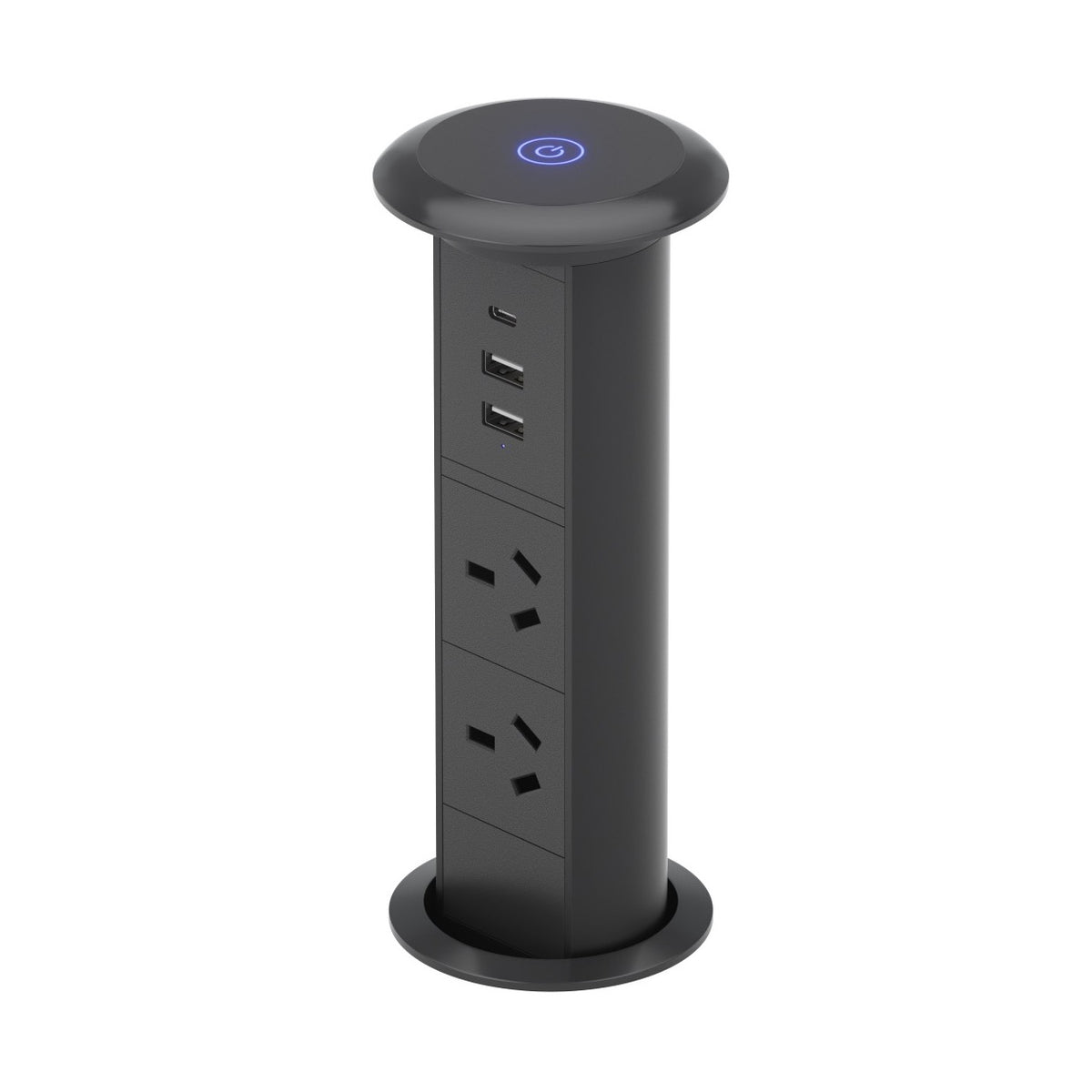 V3L motorised pop-up power socket, raised, with two AU outlets, USB-C and two USB-A ports